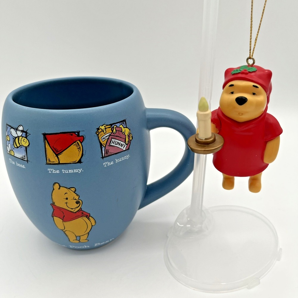The Disney Store Winnie THE POOH BEAR Mug Cup Hunny Bees & Christmas Ornament